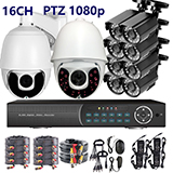 PTZ Zoom 16 Ch Channel CCTV DVR 1080P AHD-H 2 Megapixel Camera Security System